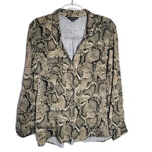 Rock Republic Womens‎ XXL Snake Print Button Up Long Sleeve Shirt Blouse